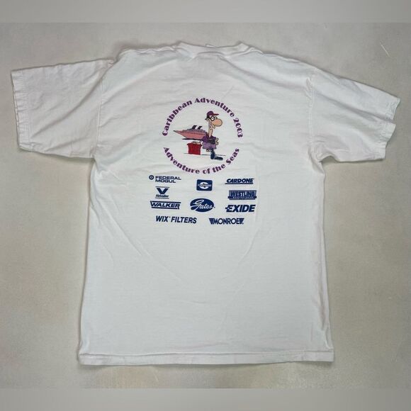 VINTAGE Caribbean Adventure Of The Seas 2003 Graphic T-shirt Men Large White - Picture 1 of 6